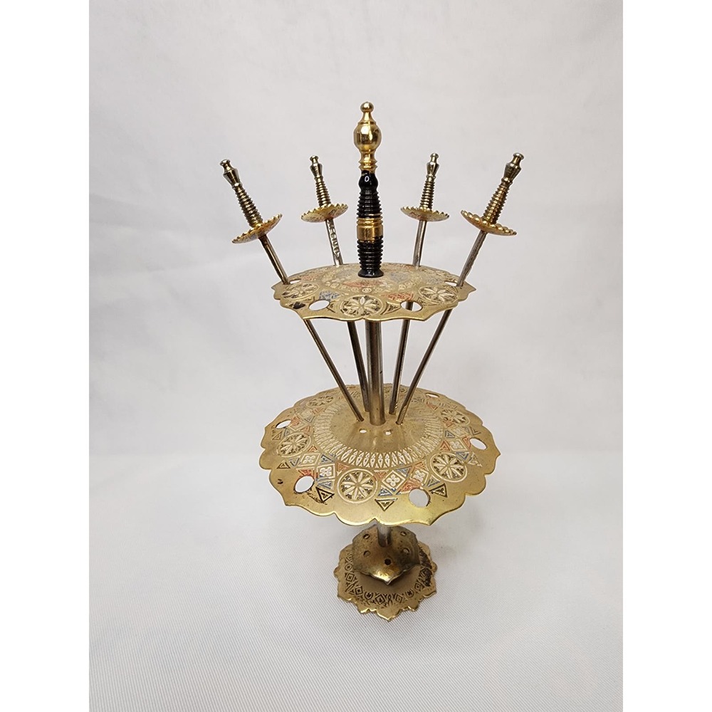 Vintage 60's Toledo Mini Sword Cocktail Appetizer Skewers Two Tiered 4 Swords